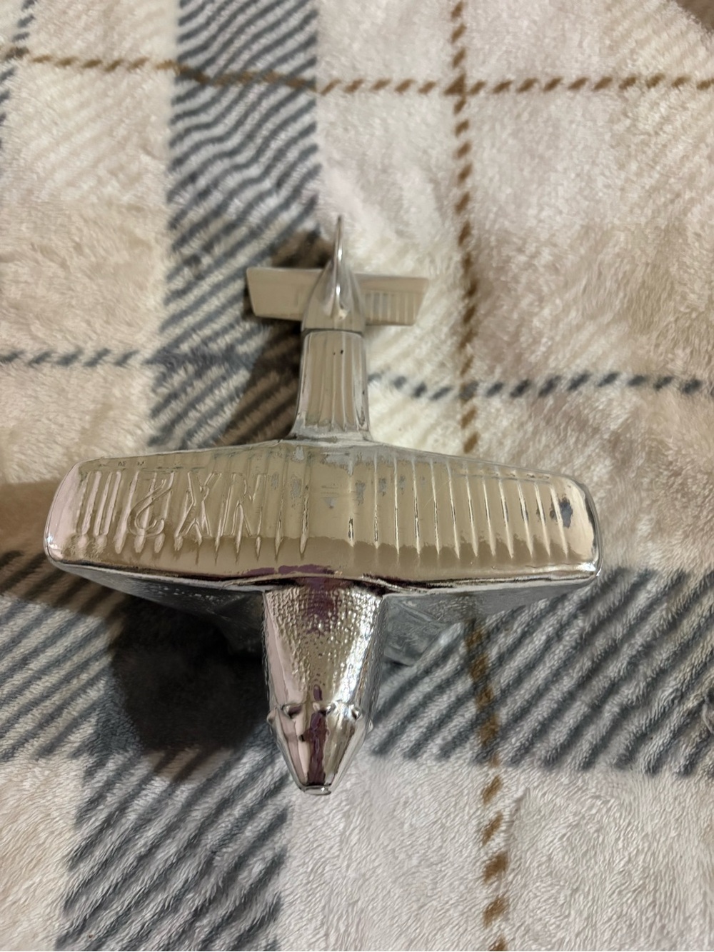 Avon Silver Airplane Figurine Accent Collectible With Original Contents
